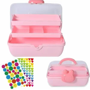 Fweel 3-Layer Pink Storage Box with Handle