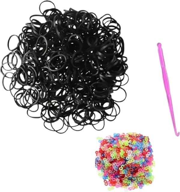 600+ Black Loom Bands with S Clips