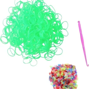600+ Green Loom Bands with S Clips